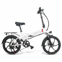 Samebike 20LVXD30 20 Inch Portable Folding Electric Bike 10Ah Battery Shimano 7 speed Smart Moped Bicycle 350W Motor Max 35km/h Aluminum Alloy LED Front Light Adjustable Heights - White -Sports Shop samebike 20lvxd30 folding electric moped bike white 1574132174608