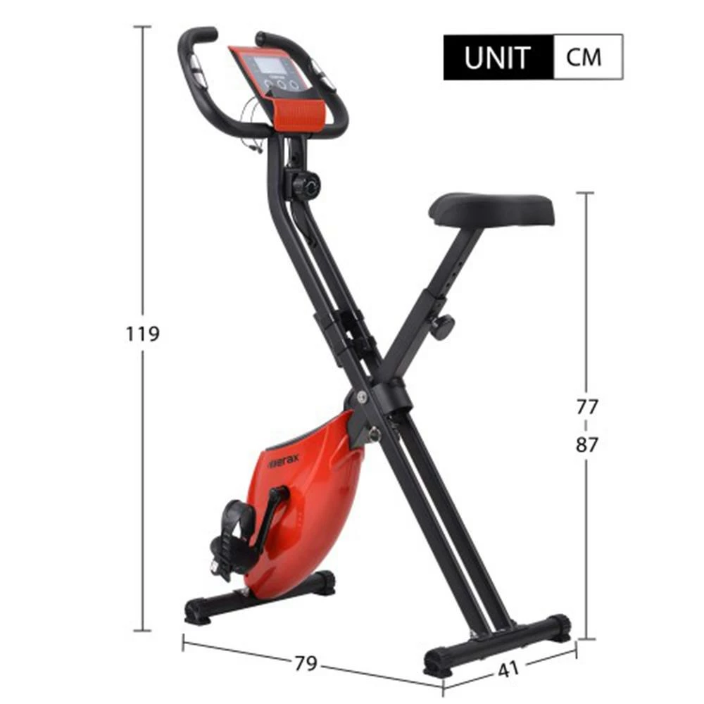 Merax X-Bike Lite Magnetic Foldable Exercise Bike with Padded Seat and LCD Console - Red 7 Merax X-Bike Lite Magnetic Foldable Exercise Bike with Padded Seat and LCD Console - Red - Image 5