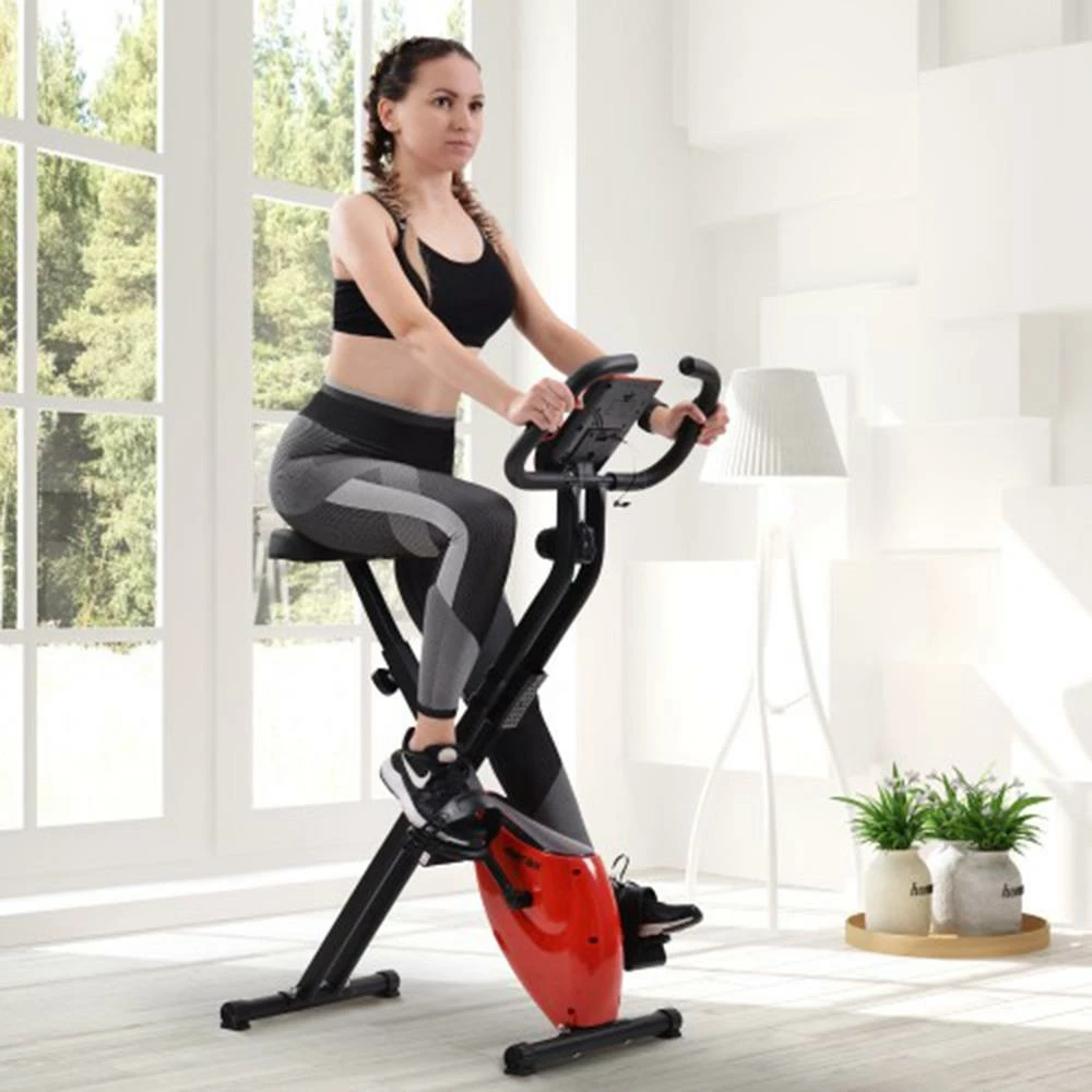 Merax X-Bike Lite Magnetic Foldable Exercise Bike with Padded Seat and LCD Console - Red 8 Merax X-Bike Lite Magnetic Foldable Exercise Bike with Padded Seat and LCD Console - Red - Image 6