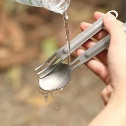 Xiaomi NEXTOOL Outdoor Titanium Alloy Fork Spoon Tableware Set - Silver -Sports Shop xiaomi outdoor nextool titanium alloy fork spoon tableware set silver 1571995493681