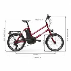 YADEA YT300 20 inch Touring Electric City Bike 250W OKAWA Mid Drive Motor SHIMANO 7-Speed Rear Derailleur 36V 7.8Ah Removable Battery 25km/h Max speed up to 60km Max Range LED Headlight - Red -Sports Shop yadea yt300 20 inch touring electric city bike white 1623926429876